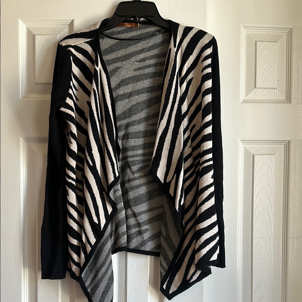Bellini Black and tan Zebra  Print Women's Sweater